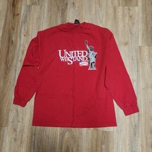 Y2k 2001 Newyork Red Long Sleeve Shirt with Statue of Liberty Design
